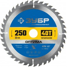 ЗУБР Оптима 250 x 30мм 40Т, диск пильный по дереву ЗУБР Оптима 250 x 30мм 40Т, диск пильный по дереву