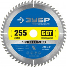 ЗУБР Чисторез 255 x 30мм 60Т, диск пильный по дереву ЗУБР Чисторез 255 x 30мм 60Т, диск пильный по дереву