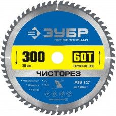 ЗУБР Чисторез 300 x 30мм 60Т, диск пильный по дереву ЗУБР Чисторез 300 x 30мм 60Т, диск пильный по дереву