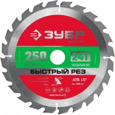 ЗУБР Быстрый рез 250 x 32/30мм 24Т, диск пильный по дереву ЗУБР Быстрый рез 250 x 32/30мм 24Т, диск пильный по дереву