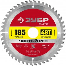 ЗУБР Чистый рез 185 x 20/16мм 48T, диск пильный по дереву ЗУБР Чистый рез 185 x 20/16мм 48T, диск пильный по дереву