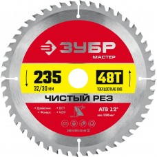 ЗУБР Чистый рез, 235 x 32/30 мм, 48Т, пильный диск по дереву (36914-235-32-48_z01) ЗУБР Чистый рез, 235 x 32/30 мм, 48Т, пильный диск по дереву (36914-235-32-48_z01)