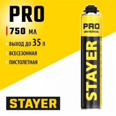 STAYER PRO, 750 мл, пистолетная, выход до 35 л, всесезонная, монтажная пена, Professional (41135) STAYER PRO, 750 мл, пистолетная, выход до 35 л, всесезонная, монтажная пена, Professional (41135)