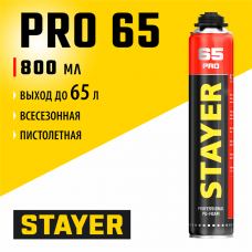 STAYER PRO 65, 800 мл, выход до 65 л, пистолетная, всесезонная, монтажная пена, Professional (41137) STAYER PRO 65, 800 мл, выход до 65 л, пистолетная, всесезонная, монтажная пена, Professional (41137)