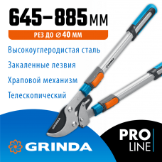 GRINDA TX-980, 645-885 мм, высокоуглеродистая сталь, закаленные лезвия, храповый механизм, телескопический, плоскостной сучкорез, PROLine (424515) GRINDA TX-980, 645-885 мм, высокоуглеродистая сталь, закаленные лезвия, храповый механизм, телескопический, плоскостной сучкорез, PROLine (424515)