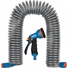 GRINDA спиральный шланг 3/8"x15м, пистолет-распылитель, адаптеры, поливочный набор, PROLine (428495) GRINDA спиральный шланг 3/8"x15м, пистолет-распылитель, адаптеры, поливочный набор, PROLine (428495)