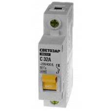 СВЕТОЗАР 32 А, 4,5 kA, 1-полюсной, "С", 230/400 B, автоматический выключатель 49060-32-C СВЕТОЗАР 32 А, 4,5 kA, 1-полюсной, "С", 230/400 B, автоматический выключатель 49060-32-C
