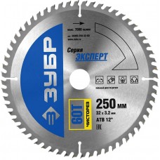 ЗУБР Ø 250 x 32 мм, 60T, диск пильный по дереву "Чистый рез" 36905-250-32-60 ЗУБР Ø 250 x 32 мм, 60T, диск пильный по дереву "Чистый рез" 36905-250-32-60