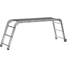 СИБИН 150 кг, 3 x 6 x 3 ступени, алюминиевые, складные с колесами и съемной площадкой, профессиональные рабочие подмости ПРП-36 38845 СИБИН 150 кг, 3 x 6 x 3 ступени, алюминиевые, складные с колесами и съемной площадкой, профессиональные рабочие подмости ПРП-36 38845