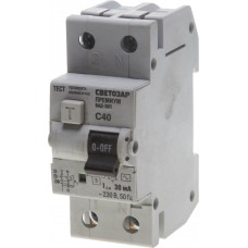 СВЕТОЗАР 40 A, "C", 400 B, 30 mА, 2 полюса, "AC", автоматический, выключатель дифференциальный SV-49212-30-40-C СВЕТОЗАР 40 A, "C", 400 B, 30 mА, 2 полюса, "AC", автоматический, выключатель дифференциальный SV-49212-30-40-C