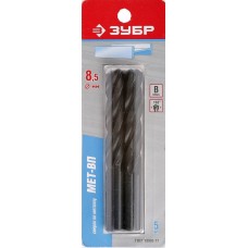 ЗУБР 5 шт., Ø 8.5 х 117 мм, сталь Р4М2, сверло по металлу парооксидированное 4-29605-117-8.5-K5 Техник ЗУБР 5 шт., Ø 8.5 х 117 мм, сталь Р4М2, сверло по металлу парооксидированное 4-29605-117-8.5-K5 Техник