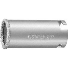 STAYER d 33 мм, L - 55 мм, карбид-вольфрамовая крошка, кольцевая коронка 33345-33 STAYER d 33 мм, L - 55 мм, карбид-вольфрамовая крошка, кольцевая коронка 33345-33
