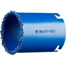 ЗУБР d 53 мм, L - 55 мм, карбид-вольфрамовое нанесение, кольцевая коронка 33350-53_z01 Профессионал ЗУБР d 53 мм, L - 55 мм, карбид-вольфрамовое нанесение, кольцевая коронка 33350-53_z01 Профессионал