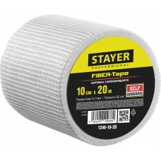 STAYER 10 см х 20 м, 3х3 мм, cетка самоклеящаяся стеклотканевая FIBER-Tape 1246-10-20 STAYER 10 см х 20 м, 3х3 мм, cетка самоклеящаяся стеклотканевая FIBER-Tape 1246-10-20