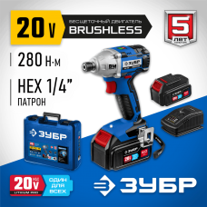 ЗУБР 20В, 2 АКБ (4 Ач), в кейсе, бесщеточный, аккумуляторный винтоверт GVB-250-42 Профессионал ЗУБР 20В, 2 АКБ (4 Ач), в кейсе, бесщеточный, аккумуляторный винтоверт GVB-250-42 Профессионал