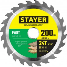 STAYER FAST 200 x 32/30мм 24Т, диск пильный по дереву, быстрый рез STAYER FAST 200 x 32/30мм 24Т, диск пильный по дереву, быстрый рез