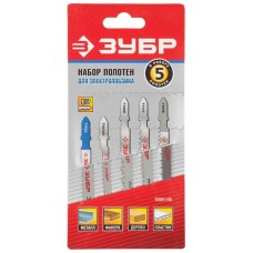 ЗУБР 5 предметов, EU - хвостовик, набор полотен по дереву и металлу для эл/лобзика 15591-H5 ЗУБР 5 предметов, EU - хвостовик, набор полотен по дереву и металлу для эл/лобзика 15591-H5