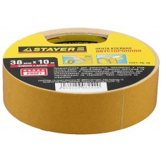 STAYER 38 мм х 10 м, основа полипропиленовая, двусторонняя клейкая лента (скотч) 1221-38-10 STAYER 38 мм х 10 м, основа полипропиленовая, двусторонняя клейкая лента (скотч) 1221-38-10