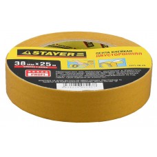 STAYER 38 мм х 25 м, основа полипропиленовая, двусторонняя клейкая лента (скотч) 1221-38-25 STAYER 38 мм х 25 м, основа полипропиленовая, двусторонняя клейкая лента (скотч) 1221-38-25