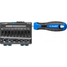 ЗУБР 16 предметов, двухкомпонентная рукоятка, в блистере, набор: битодержатель с битами и головками 25216 ЗУБР 16 предметов, двухкомпонентная рукоятка, в блистере, набор: битодержатель с битами и головками 25216