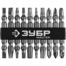 ЗУБР двусторонние для шуруповерта в держателе, набор: биты длинные "МХ-10" 26089-H10 ЗУБР двусторонние для шуруповерта в держателе, набор: биты длинные "МХ-10" 26089-H10
