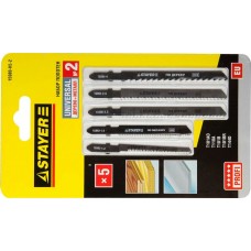 STAYER T-хвост., по дереву и металлу, 5 шт, UNIVERSAL №2. набор полотен для лобзика (15980-H5-2) STAYER T-хвост., по дереву и металлу, 5 шт, UNIVERSAL №2. набор полотен для лобзика (15980-H5-2)