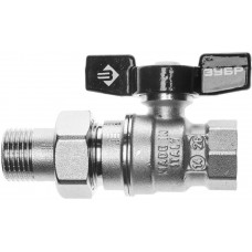 ЗУБР Ø 1/2", ручка "бабочка", кран шаровой полнопроходной "мама-папа" 4-51327-C-1/2 ЗУБР Ø 1/2", ручка "бабочка", кран шаровой полнопроходной "мама-папа" 4-51327-C-1/2