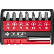 ЗУБР 8 шт., набор бит с адаптером МХ-8 26089-H8 ЗУБР 8 шт., набор бит с адаптером МХ-8 26089-H8