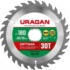 URAGAN Optima 180х30/20мм 30Т, диск пильный по дереву URAGAN Optima 180х30/20мм 30Т, диск пильный по дереву