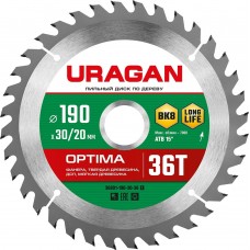 URAGAN Optima 190х30/20мм 36Т, диск пильный по дереву URAGAN Optima 190х30/20мм 36Т, диск пильный по дереву