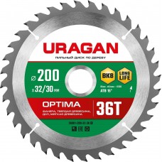 URAGAN Optima 200х32/30мм 36Т, диск пильный по дереву URAGAN Optima 200х32/30мм 36Т, диск пильный по дереву