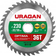 URAGAN Optima 230х32/30мм 36Т, диск пильный по дереву URAGAN Optima 230х32/30мм 36Т, диск пильный по дереву