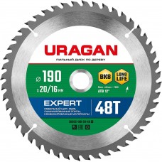 URAGAN Expert 190х20/16мм 48Т, диск пильный по дереву URAGAN Expert 190х20/16мм 48Т, диск пильный по дереву
