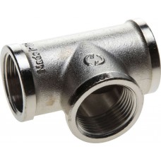 GENERAL FITTINGS 3/4", латунь с никелированным покрытием, "гайка - гайка - гайка", тройник 51052-3/4 GENERAL FITTINGS 3/4", латунь с никелированным покрытием, "гайка - гайка - гайка", тройник 51052-3/4