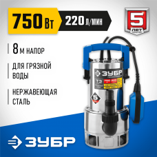 ЗУБР 750 Вт, дренажный насос для грязной воды, корпус - нерж. сталь, Профессионал (НПГ-Т3-750-С) ЗУБР 750 Вт, дренажный насос для грязной воды, корпус - нерж. сталь, Профессионал (НПГ-Т3-750-С)
