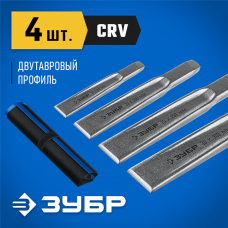 ЗУБР Двутавр, 4 шт, набор слесарных зубил по металлу, Профессионал (2104-H4) ЗУБР Двутавр, 4 шт, набор слесарных зубил по металлу, Профессионал (2104-H4)