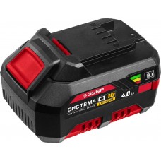 Аккумуляторная батарея Li-Ion, 18В, 4 Ач, тип С1 ЗУБР АКБ-С1-18-4 Мастер Аккумуляторная батарея Li-Ion, 18В, 4 Ач, тип С1 ЗУБР АКБ-С1-18-4 Мастер