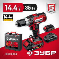 ЗУБР 14,4 В, 2 АКБ (2Ач), в кейсе, дрель-шуруповерт ДШЛ-145-22 Мастер ЗУБР 14,4 В, 2 АКБ (2Ач), в кейсе, дрель-шуруповерт ДШЛ-145-22 Мастер