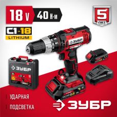 ЗУБР 18 В, 2 АКБ (2Ач), в кейсе, ударная дрель-шуруповерт ДШУ-185-22 Мастер ЗУБР 18 В, 2 АКБ (2Ач), в кейсе, ударная дрель-шуруповерт ДШУ-185-22 Мастер