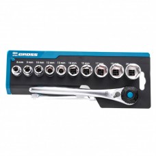 Набор торцевых головок, трещотка 120 зубьев, 12 предметов, 3/8", CrV Gross, ( 14139 ) Набор торцевых головок, трещотка 120 зубьев, 12 предметов, 3/8", CrV Gross, ( 14139 )