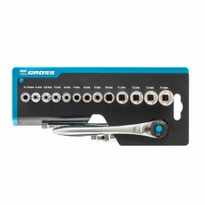 Набор торцевых головок, трещотка 120 зубьев, 36 предметов, 1/4", CrV Gross, ( 14142 ) Набор торцевых головок, трещотка 120 зубьев, 36 предметов, 1/4", CrV Gross, ( 14142 )