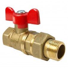 Кран шаровой VALFEX (американка) для воды 1/2" ВР/НР ручка-бабочка, латунный 11Б27фт1М (80/20) Кран шаровой VALFEX (американка) для воды 1/2" ВР/НР ручка-бабочка, латунный 11Б27фт1М (80/20)