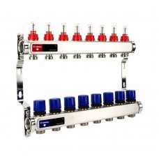 Группа коллекторная с расходомерами VARMEGA VM15108 ВР 1", на 8 контуров 3/4" EK, нерж. сталь Группа коллекторная с расходомерами VARMEGA VM15108 ВР 1", на 8 контуров 3/4" EK, нерж. сталь