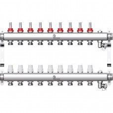 Коллектор Wester нерж. MUFS 1"-3/4 в сборе с расходомерами на 9 выходов Коллектор Wester нерж. MUFS 1"-3/4 в сборе с расходомерами на 9 выходов