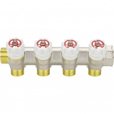Коллектор распределительный VARMEGA с запорными клапанами 3/4х1/2, 4 выхода Коллектор распределительный VARMEGA с запорными клапанами 3/4х1/2, 4 выхода