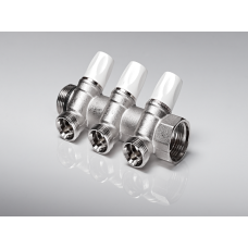 Коллектор латунный с регулирующими вентилями 1"х3/4" 3 выхода под евроконус Коллектор латунный с регулирующими вентилями 1"х3/4" 3 выхода под евроконус