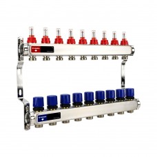 Группа коллекторная с расходомерами VARMEGA VM15109 ВР 1", на 9 контуров 3/4" EK, нерж. сталь Группа коллекторная с расходомерами VARMEGA VM15109 ВР 1", на 9 контуров 3/4" EK, нерж. сталь