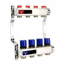 Группа коллекторная для отопления VARMEGA VM15504 ВР 1", на 4 контура 3/4" EK, нерж. сталь Группа коллекторная для отопления VARMEGA VM15504 ВР 1", на 4 контура 3/4" EK, нерж. сталь