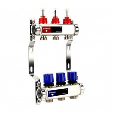 Группа коллекторная с расходомерами VARMEGA VM15103 ВР 1", на 3 контура 3/4" EK, нерж. сталь Группа коллекторная с расходомерами VARMEGA VM15103 ВР 1", на 3 контура 3/4" EK, нерж. сталь