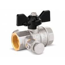 Кран шаровый с дренажем и воздухоотводчиком LD Pride 44.15.В-В.С.Б Ду 15 Ру 40 вн-вн, (бабочка)